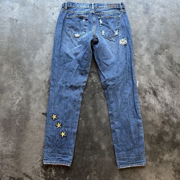 Size 26 - Articles Of Society Women's Distressed Jeans Dark Wash Patches - Picture 13 of 16